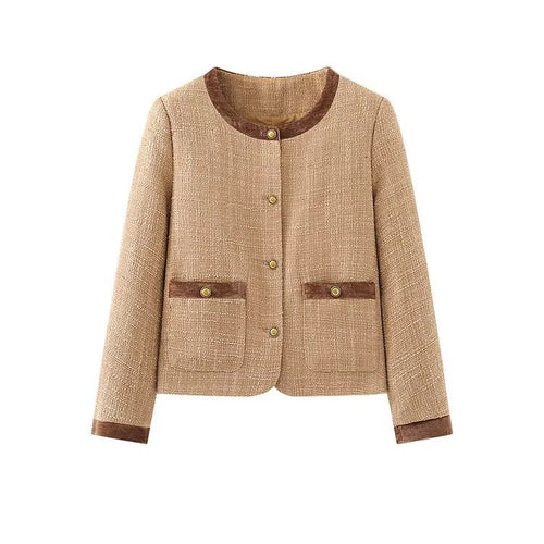 Damen modische Kurzblazerjacke mit eleganten Knopfdetails Drune