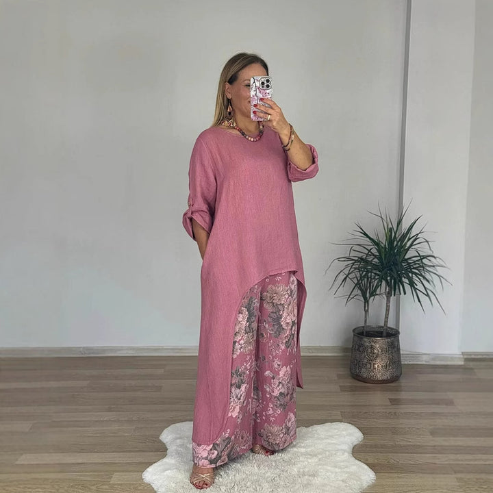 Damen lässiges Langarmshirt mit asymmetrischem Saum Drune