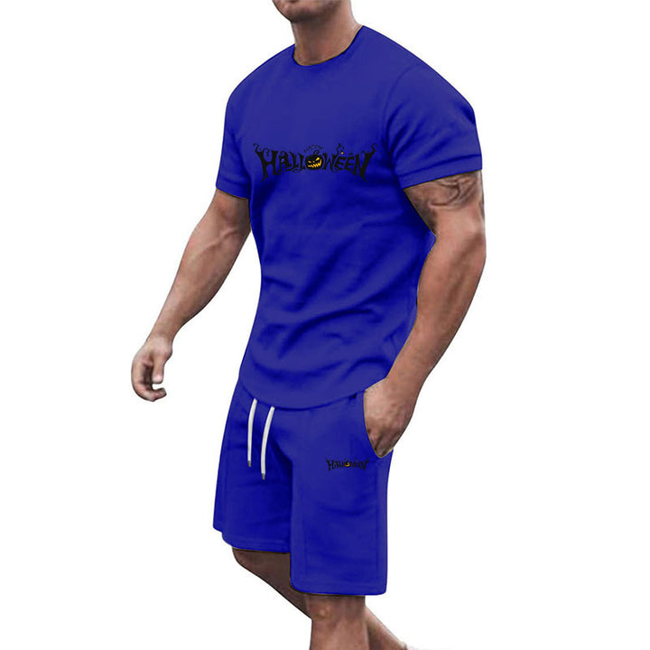 Herren lässiges Halloween-Set mit T-Shirt und Shorts Drune