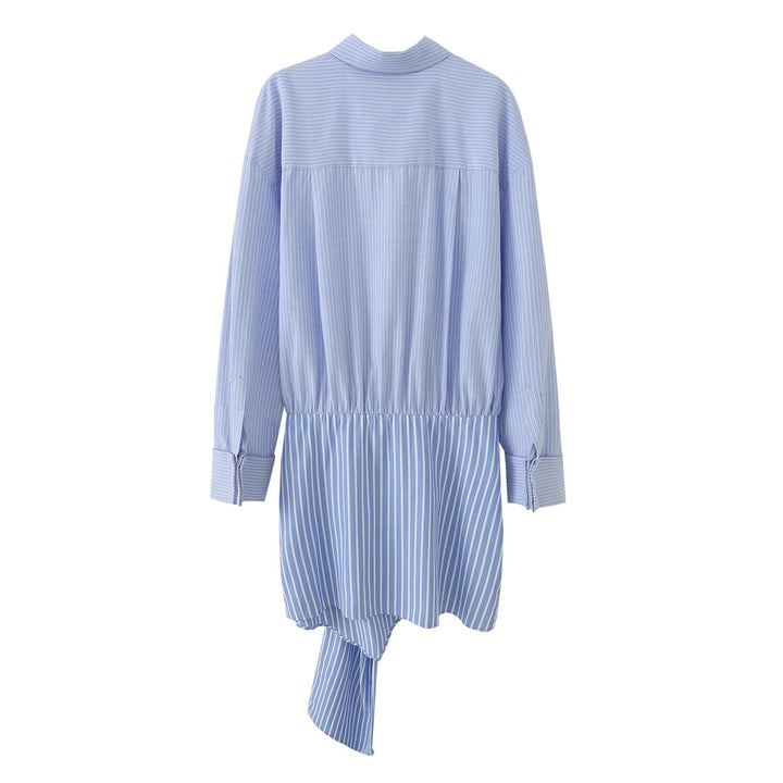Damen Asymmetrisches Hemdblusenkleid mit seitlicher Knotendetail und Oversize-Passform Drune
