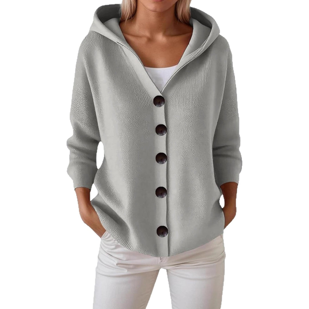 Damen Kapuzen-Strickjacke mit großen Holzknöpfen und seitlichen Eingrifftaschen Drune