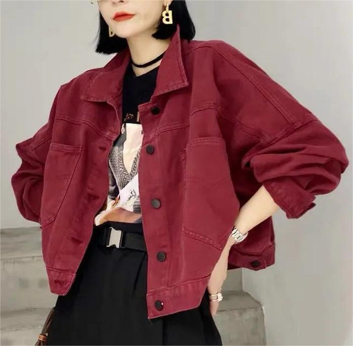 Damen lässige Oversized-Denimjacke Drune
