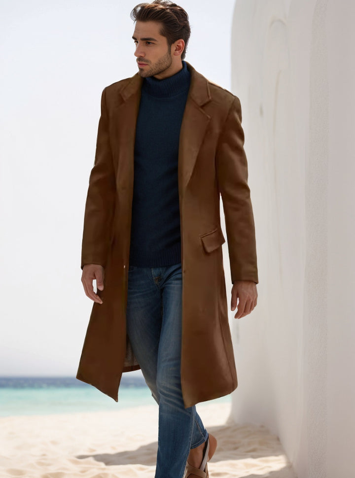 Herren eleganter klassischer Langmantel Drune