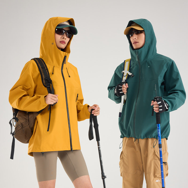 Damen Leichte technische Regenjacke im Oversize-Utility-Schnitt mit verstellbarer Kapuze Drune