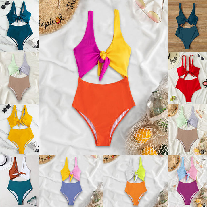 Damen Triangel-Bikini-Set mit verstellbarem Knotendesign Drune