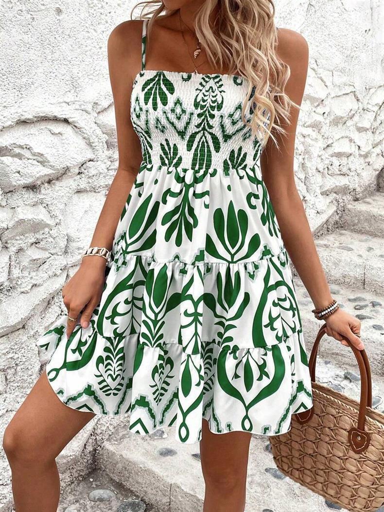 Damen luftiges Minikleid mit weitem Rüschensaum Drune