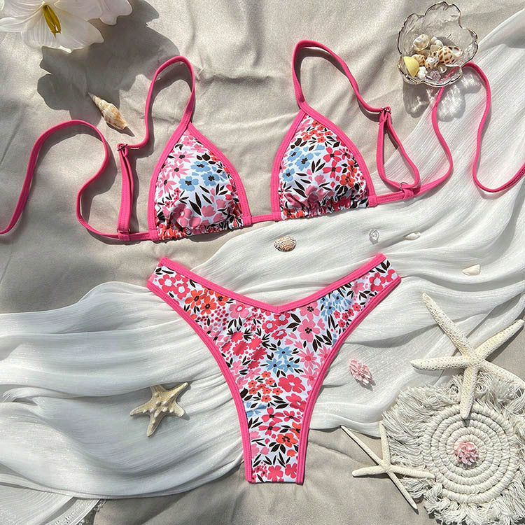 Damen Triangel-Bikini-Set mit tierischem Muster und verspieltem Design Drune