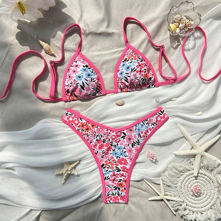 Damen Triangel-Bikini-Set mit tierischem Muster und verspieltem Design Drune