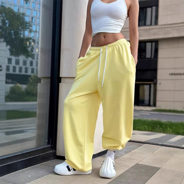 Damen nan oversized Sweathose mit breitem Bund und Kordelzug Drune