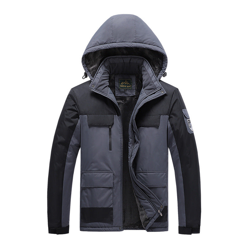 Herren technische Winter-Expeditionsjacke mit verdecktem Zweiwege-Reißverschluss, wasserabweisender Membran und multifunktionalen Taschen Drune