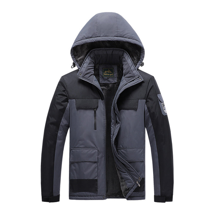 Herren technische Winter-Expeditionsjacke mit verdecktem Zweiwege-Reißverschluss, wasserabweisender Membran und multifunktionalen Taschen Drune