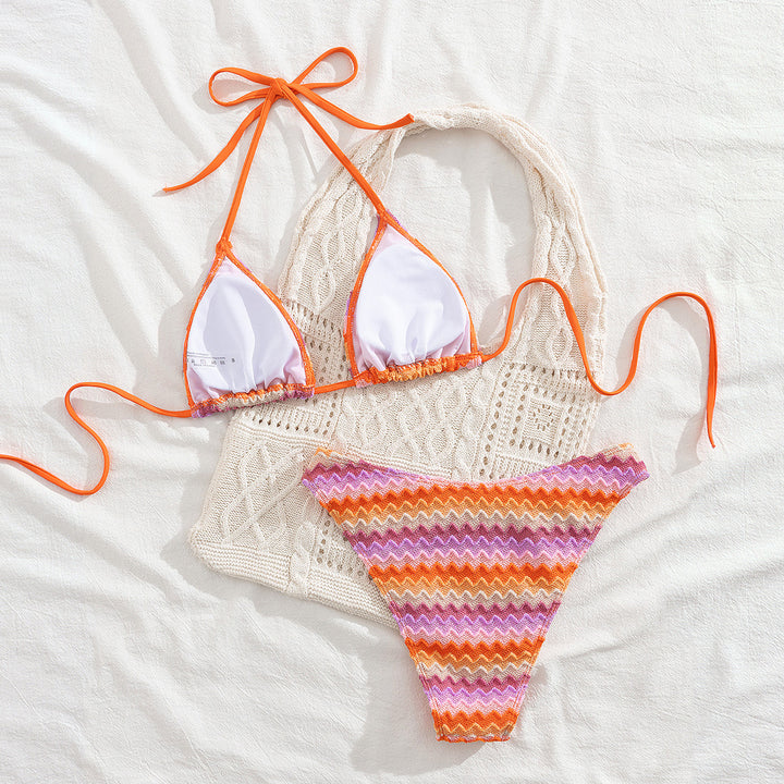 Damen Triangel-Bikini mit romantischem Wellenmuster Drune