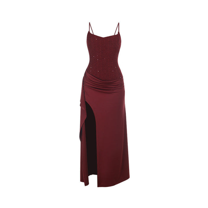 Damen Abendkleid mit raffinierten Rüschendetails und hohem Schlitz Drune