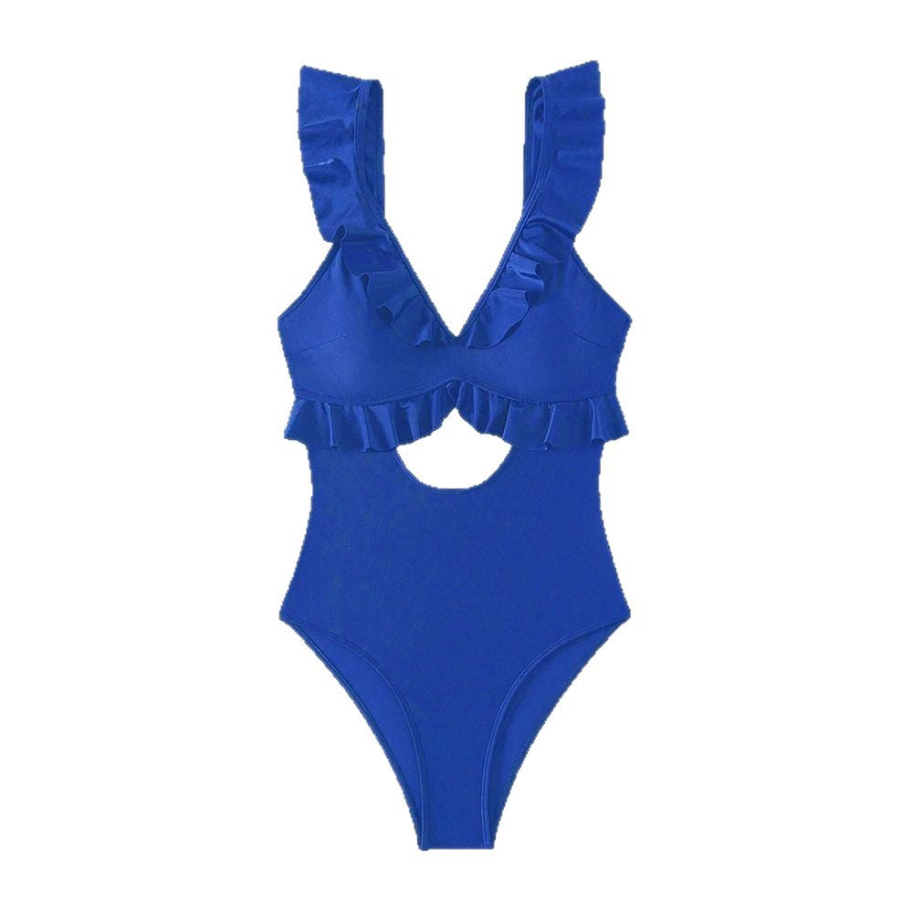 Damen Eleganter Badeanzug mit Rüschendetails Drune
