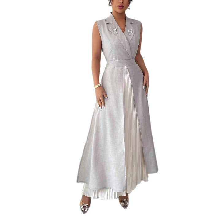Damen Elegantes Kleid mit plissierten Details Drune