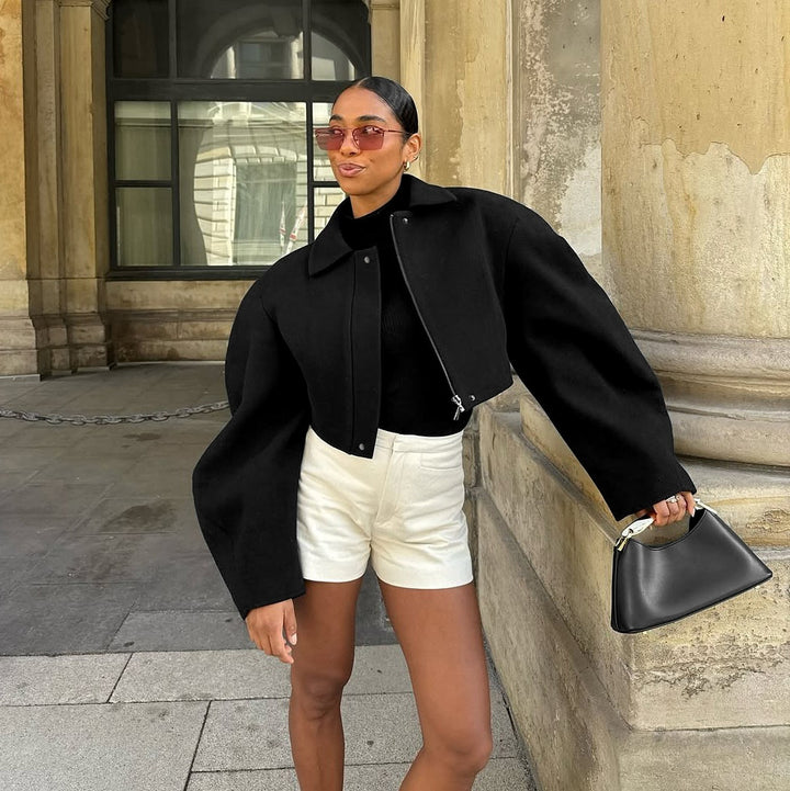 Damen Oversized Cropped-Jacke mit innovativem Schnitt Drune