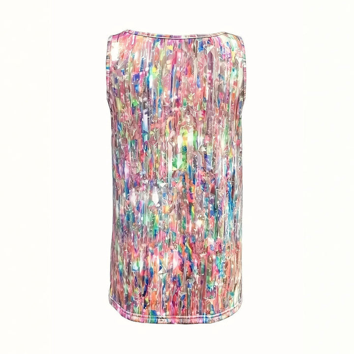 Damen schimmerndes Tanktop mit holographischem Glitzer Drune