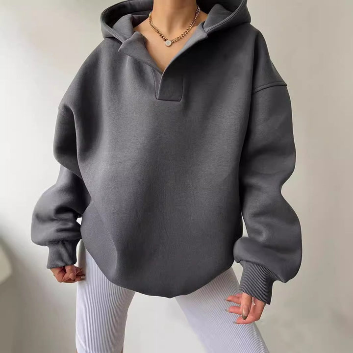 Damen Oversized Kapuzenpullover mit Kängurutasche Drune