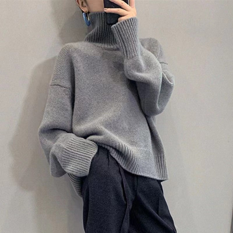 Damen Oversized Rollkragenpullover mit weichem Strick Drune