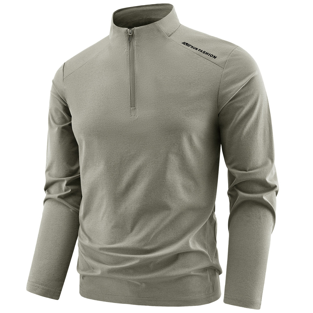Herren Langarm-Performance-Halbzip-Trainingsshirt mit Stehkragen und atmungsaktivem Funktionsmaterial Drune