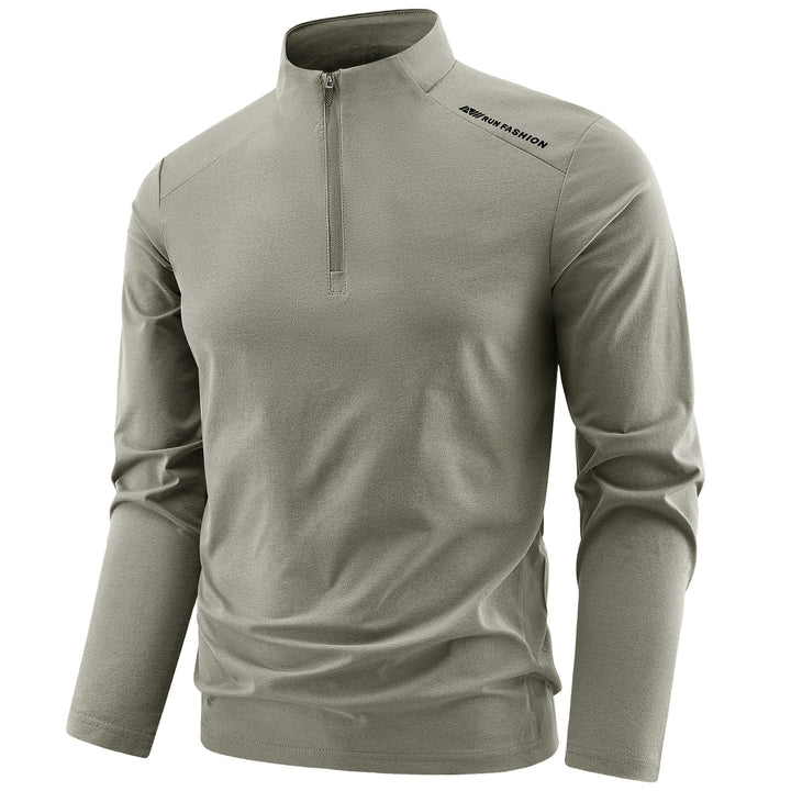 Herren Langarm-Performance-Halbzip-Trainingsshirt mit Stehkragen und atmungsaktivem Funktionsmaterial Drune