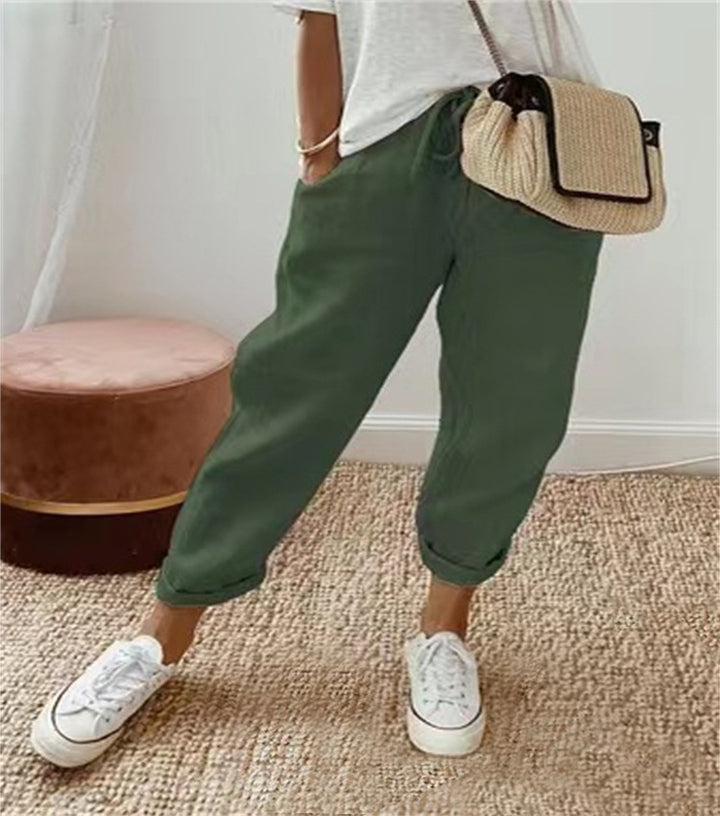 Damenschalotte-Haremshosen mit floralem Stickmuster Drune