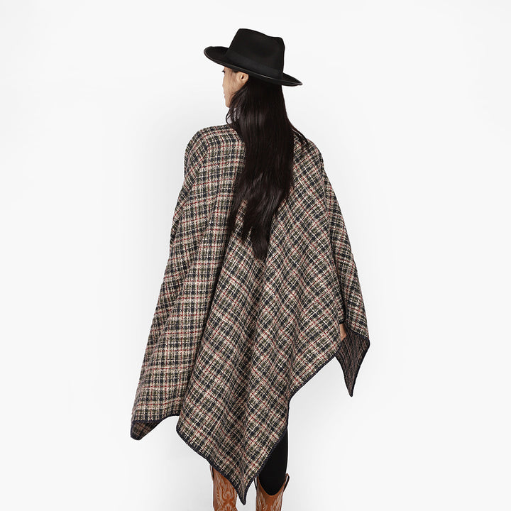 Damen Tweed-Cape mit V-Ausschnitt und Bouclé‑Struktur Drune
