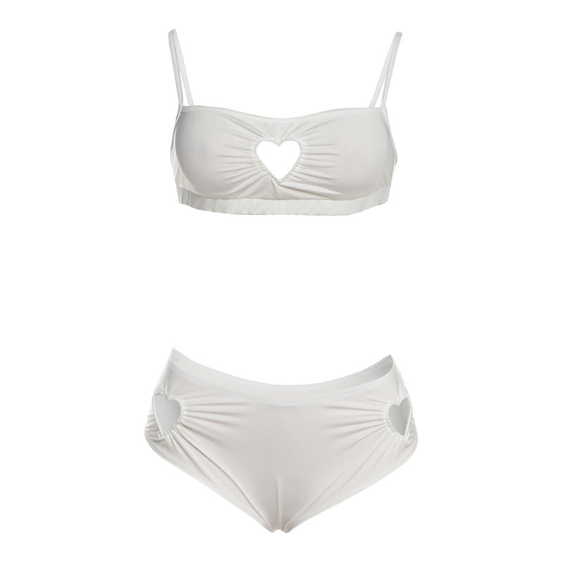 Damen Zweiteiliges Bikiniset mit Herz-Ausschnitten und Rüschen Drune