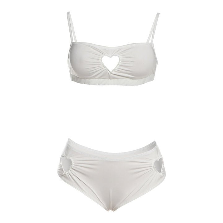 Damen Zweiteiliges Bikiniset mit Herz-Ausschnitten und Rüschen Drune