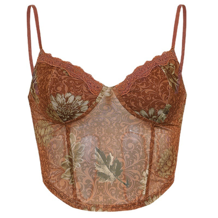 Damen Spitzen-Corsage-Top mit floralem Design und raffiniertem Schnitt Drune