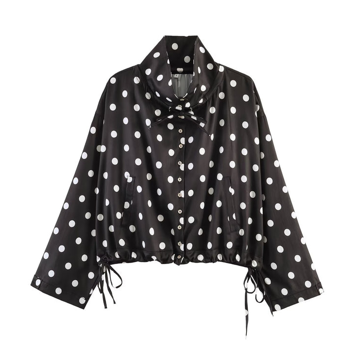 Damen Leichte Windjacke mit Stehkragen, Bindeschleife und Kordelzug Drune