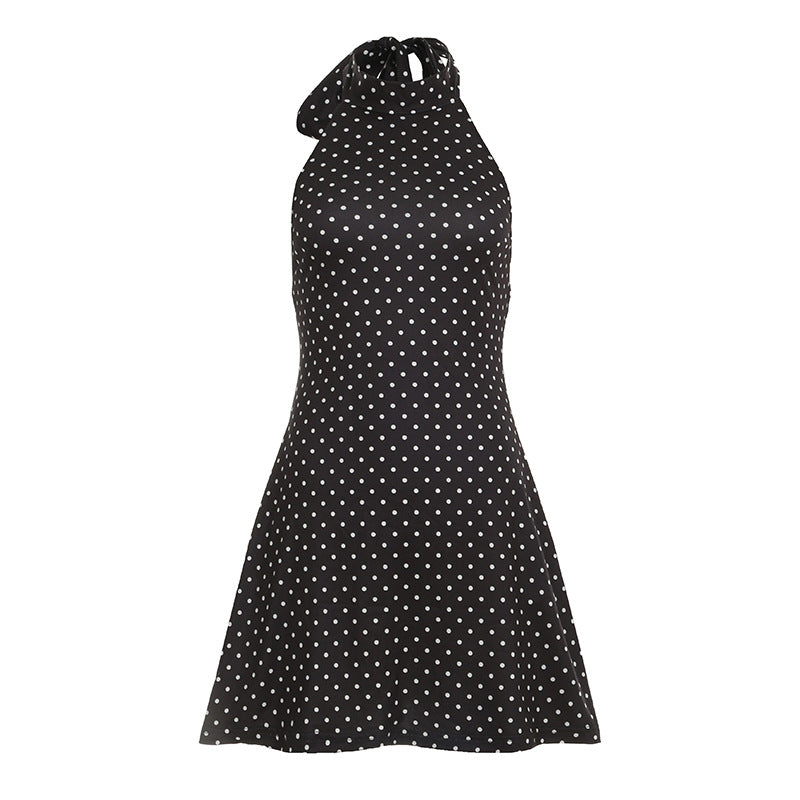 Damen Neckholder Kleid mit Polka-Dots Drune