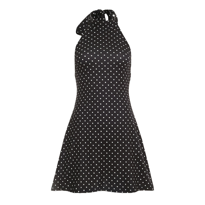 Damen Neckholder Kleid mit Polka-Dots Drune