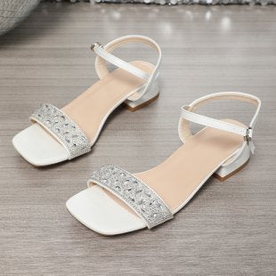 Damen Riemensandaletten mit funkelnder Strass-Applikation und elegantem Blockabsatz Drune