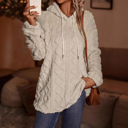 Damen kuschelige Fleece-Hoodie mit strukturiertem Design Drune