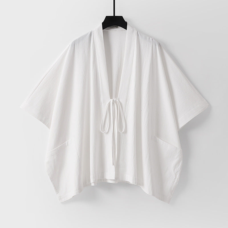 Damen Oversize Kimono-Cardigan mit Bindeband und aufgesetzten Taschen Drune