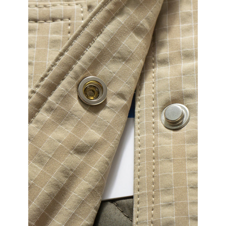 Herren Steppjacke ohne Kragen mit Druckknopfverschluss und seitlichen Eingrifftaschen Drune