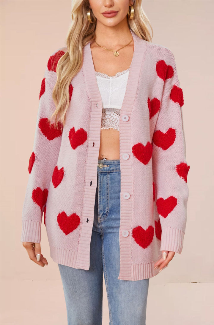 Damen Strickjacke mit Herzmuster und komfortablem Schnitt Drune