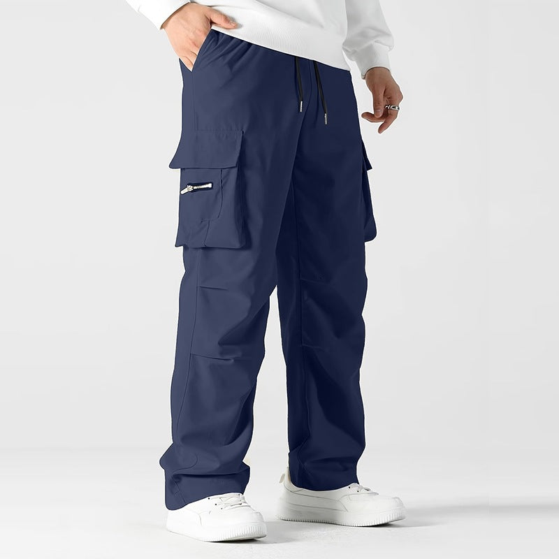 Herren weite Utility-Cargohose mit Tunnelzugbund, Knieabnähern und Multifachtaschen Drune