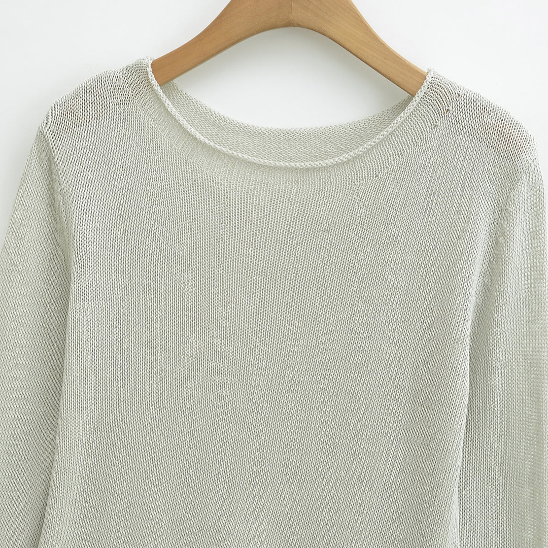 Damen Leichtes Feinstrick-Longsleeve mit ausgestellten Trompetenärmeln Drune