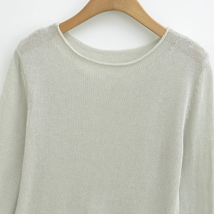 Damen Leichtes Feinstrick-Longsleeve mit ausgestellten Trompetenärmeln Drune