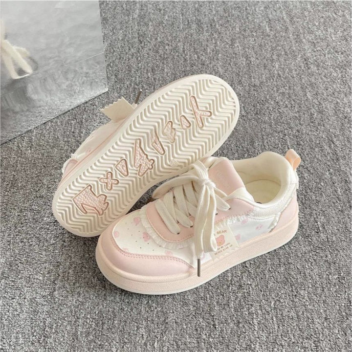 Damen Sportliche Sneaker mit niedlichem Tiermotiv und elastischen Schnürsenkeln Drune