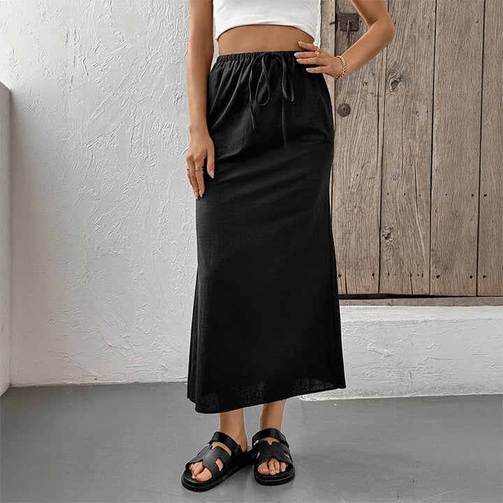 Damen Eleganter Maxirock mit verstellbarem Taillenzug Drune
