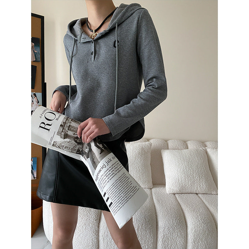 Damen Hoodie mit Knopfleiste und lässigem Schnitt Drune
