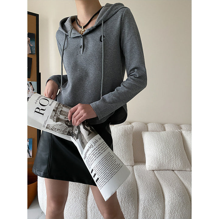 Damen Hoodie mit Knopfleiste und lässigem Schnitt Drune