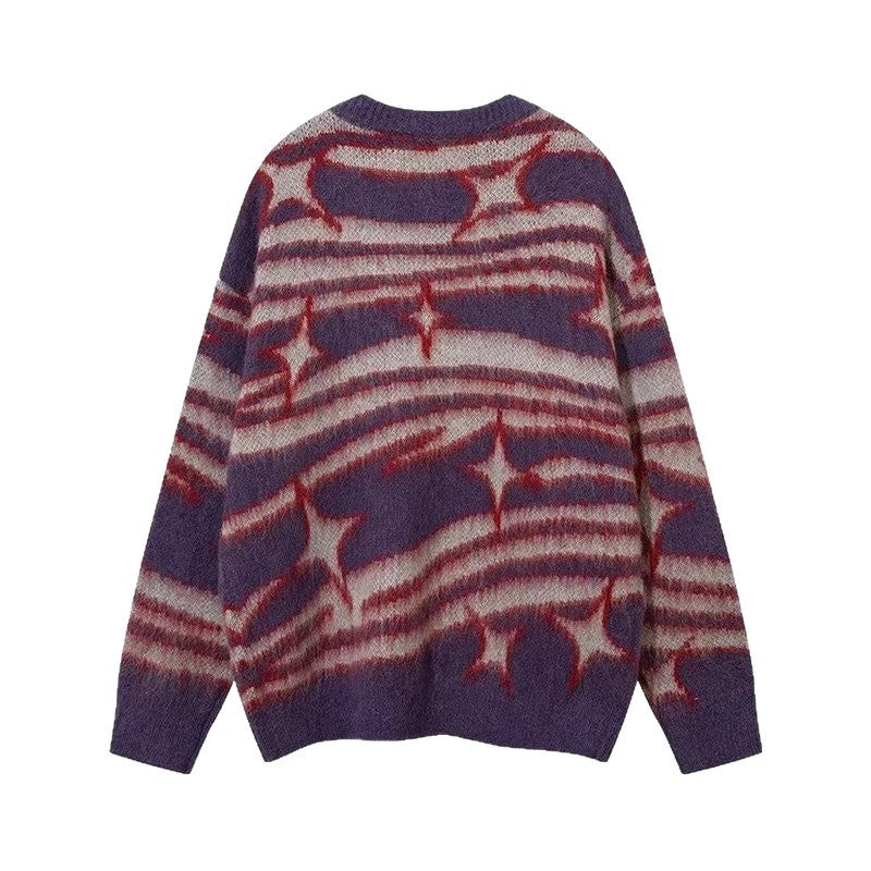 Damen Modischer Grobstrickpullover mit grafischem Muster Drune