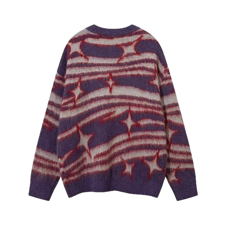 Damen Modischer Grobstrickpullover mit grafischem Muster Drune