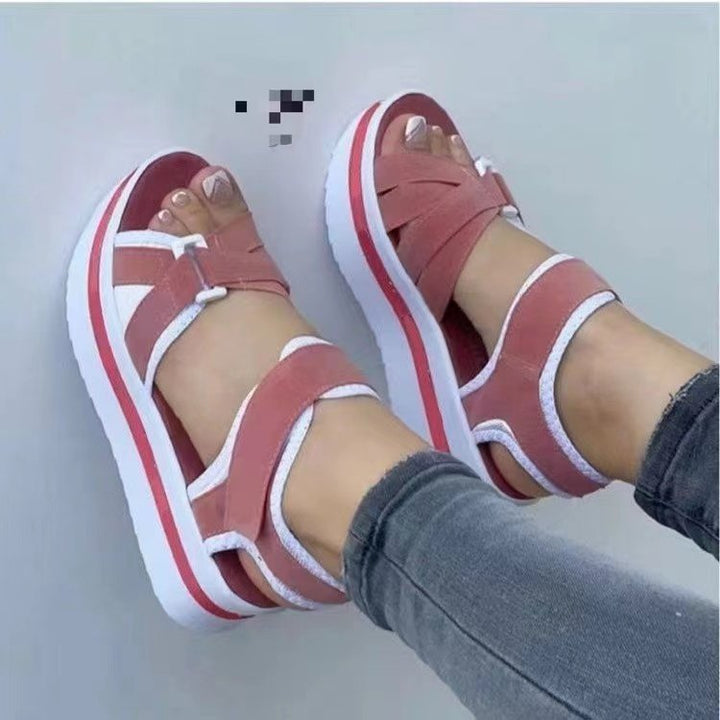 Damen  sportliche Keil-Sandalen mit verstellbaren Klettverschlüssen und gepolstertem Komfort-Fußbett Drune