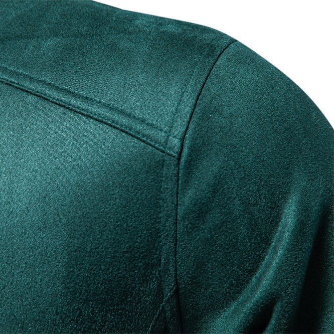 Herren nan Velourslederjacke mit Stehkragen, schmaler Passform und Reißverschlusstaschen Drune