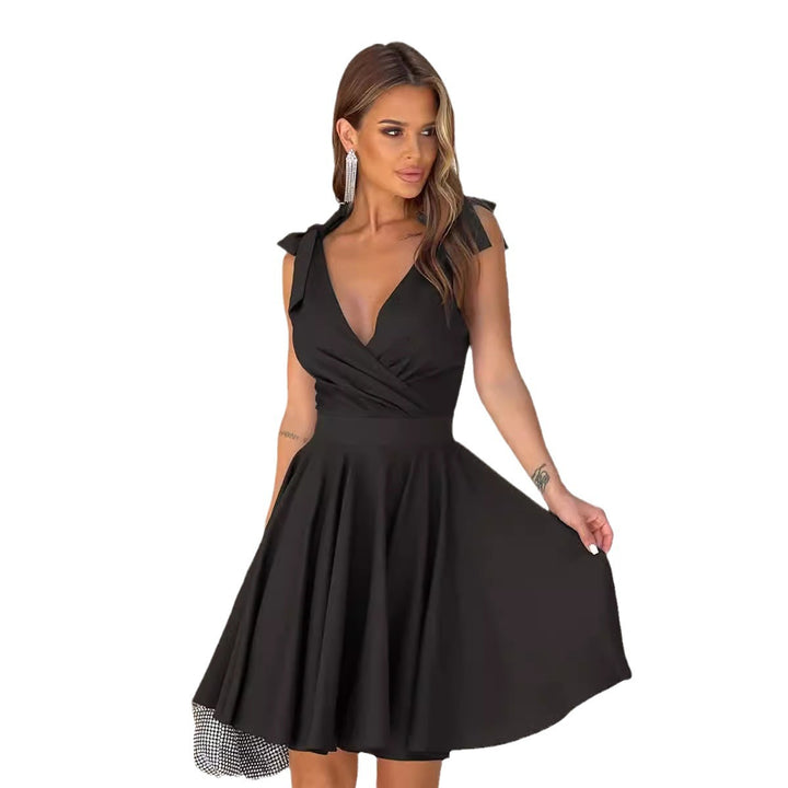 Damen Kurzärmeliges Wickelkleid mit V-Ausschnitt und Taillierung Drune
